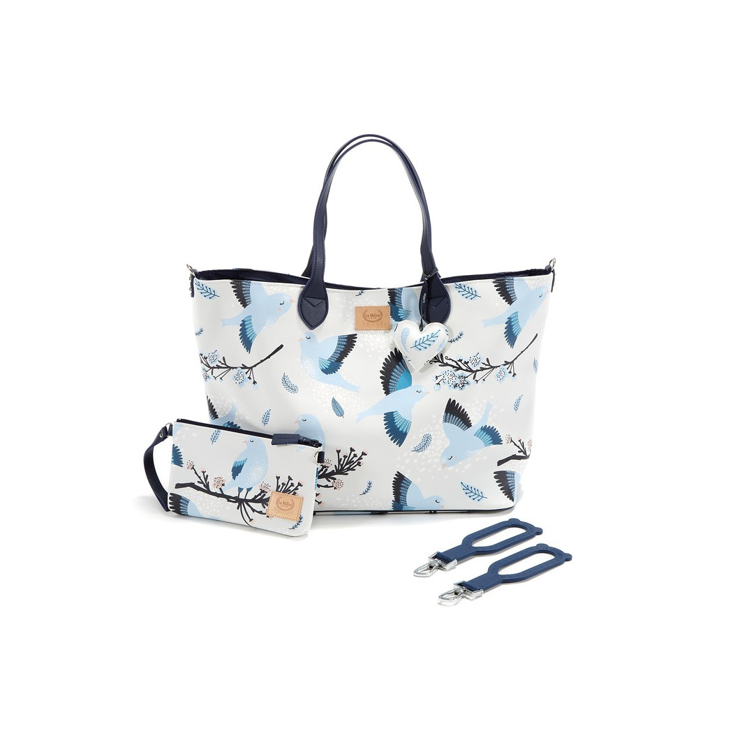 Torba Medium z Saszetką - Blue Birds - Premium - By Katarzyna Zielińska - La Millou Feeria