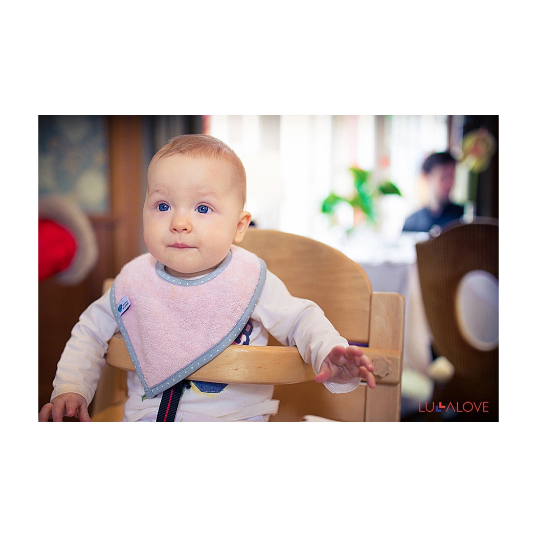 SupeRRO baby eco różowy- śliniak z drewnianym gryzakiem - LullaLove