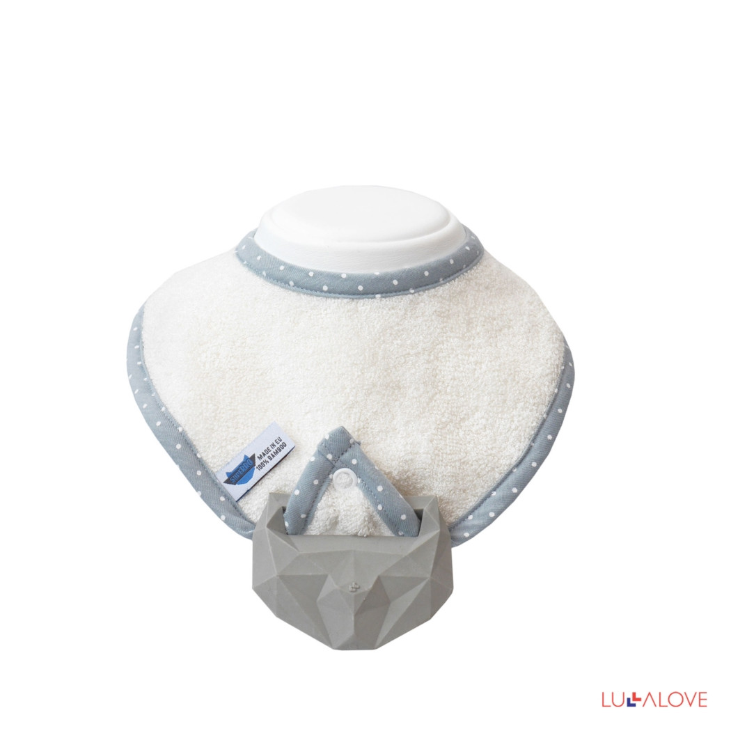 SupeRRO baby hevea biały/ecru - śliniak z kauczukowym gryzakiem - LullaLove