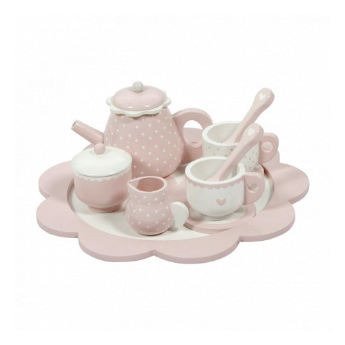 Tea Set -  Różowy - Drewniany zestaw do herbaty - Little Dutch