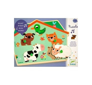 Drewniana zabawka / puzzle z dźwiękiem - Zwierzęta - Djeco