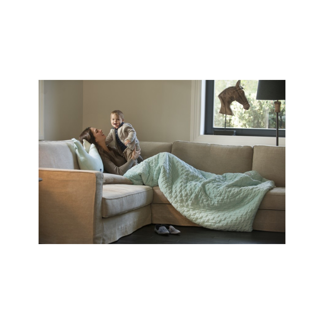 Khaki - Narzuta - Ciepły Koc XL Aksamitny Pikowany - 160x200 cm - Kapa - Velvet Pure - La Millou