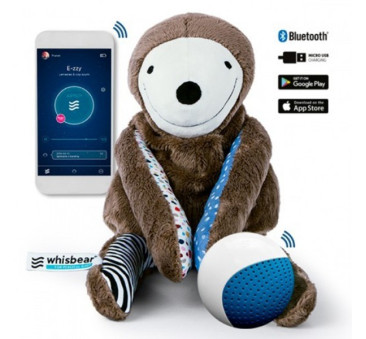Whisbear - Leniwiec E-zzy - Sensor Płaczu - Aplikacja - Szumiący Miś z funkcją cry sensor obsługiwany przez aplikację smartfon
