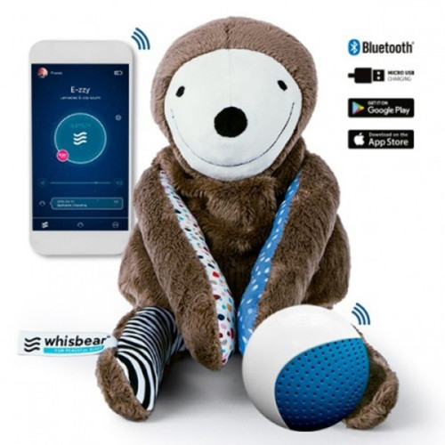 Whisbear - Leniwiec E-zzy - Sensor Płaczu - Aplikacja - Szumiący Miś z funkcją cry sensor obsługiwany przez aplikację smartfon