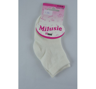 Skarpetki bawełniane gładkie - ecru - 9-10 cm - 6-12 miesięcy - Milusie