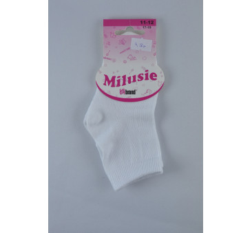 Skarpetki bawełniane gładkie - białe - 7-8 cm - 3-6 miesięcy - Milusie