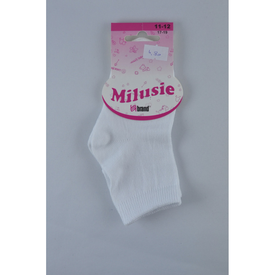 Skarpetki bawełniane gładkie - białe - 9-10 cm - 6-12 miesięcy - Milusie