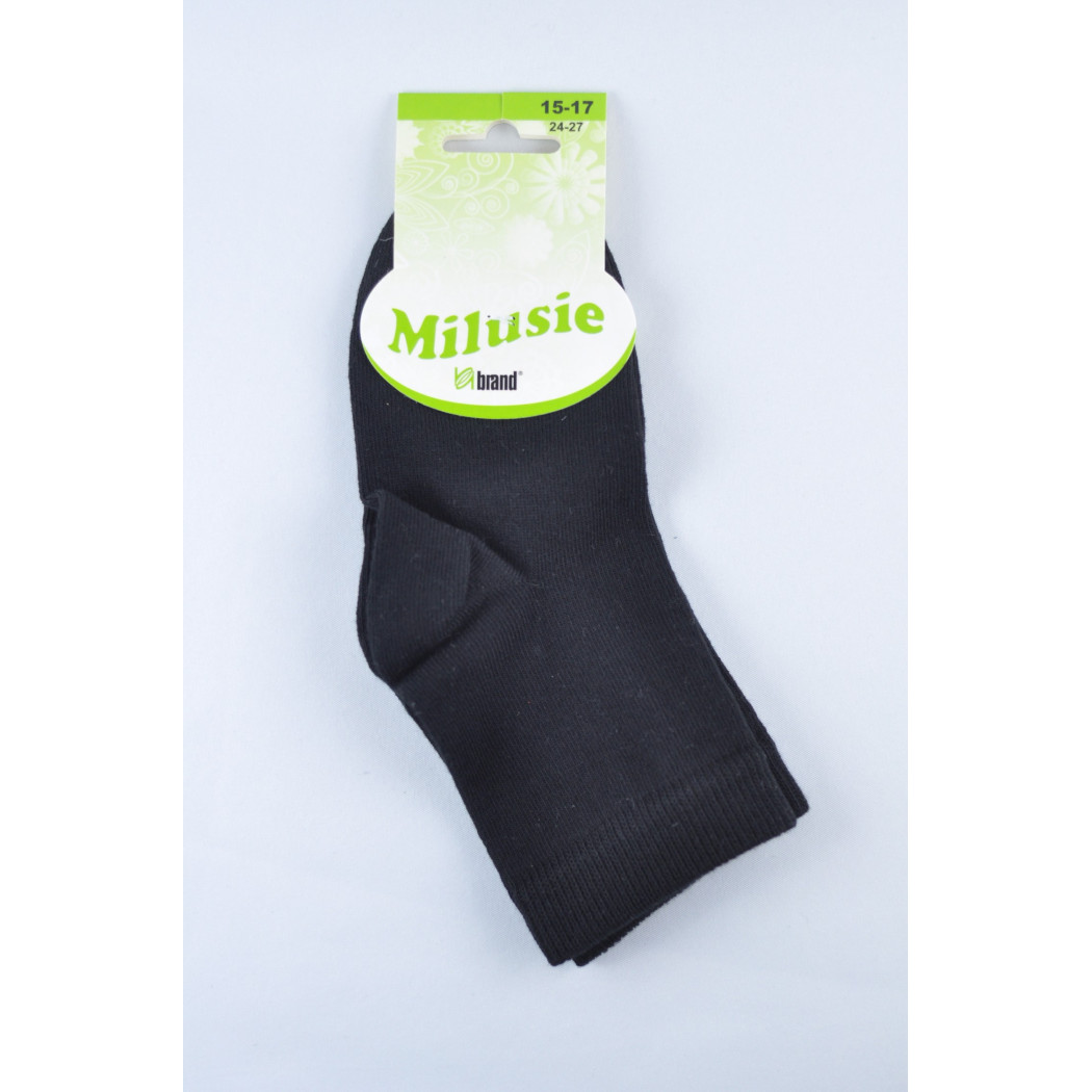 Skarpetki bawełniane gładkie - czarne - 15-17 cm - 4-6 lat - Milusie