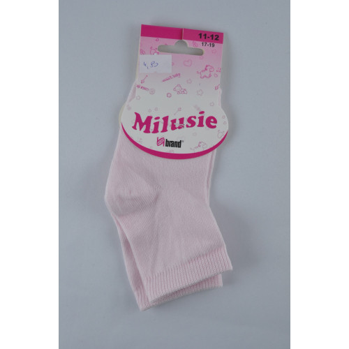 Skarpetki bawełniane gładkie - różowe - 5-6 cm - 0-3 miesięcy - Milusie