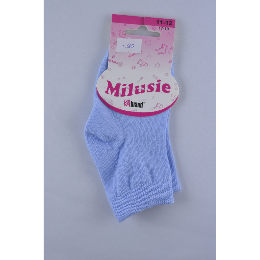 Skarpetki bawełniane gładkie - niebieskie - 9-10 cm - 6-12 miesięcy - Milusie