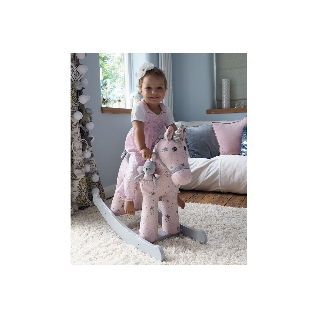 Duży Jednorożec na Biegunach Celeste Fae - Bujany Unicorn -  Różowy + 12 miesięcy - Little Bird Told Me