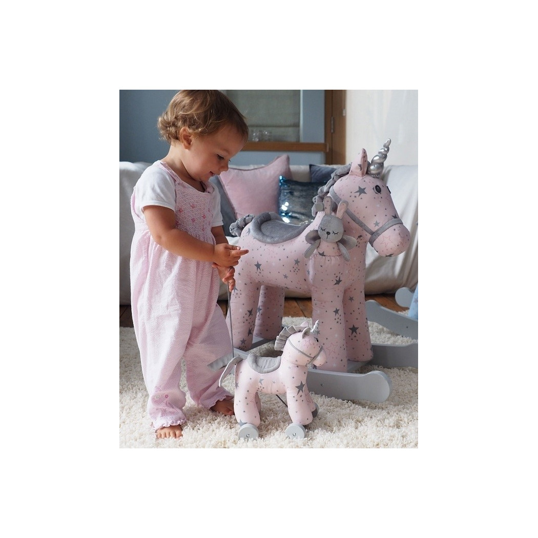 Duży Jednorożec na Biegunach Celeste Fae - Bujany Unicorn -  Różowy + 12 miesięcy - Little Bird Told Me