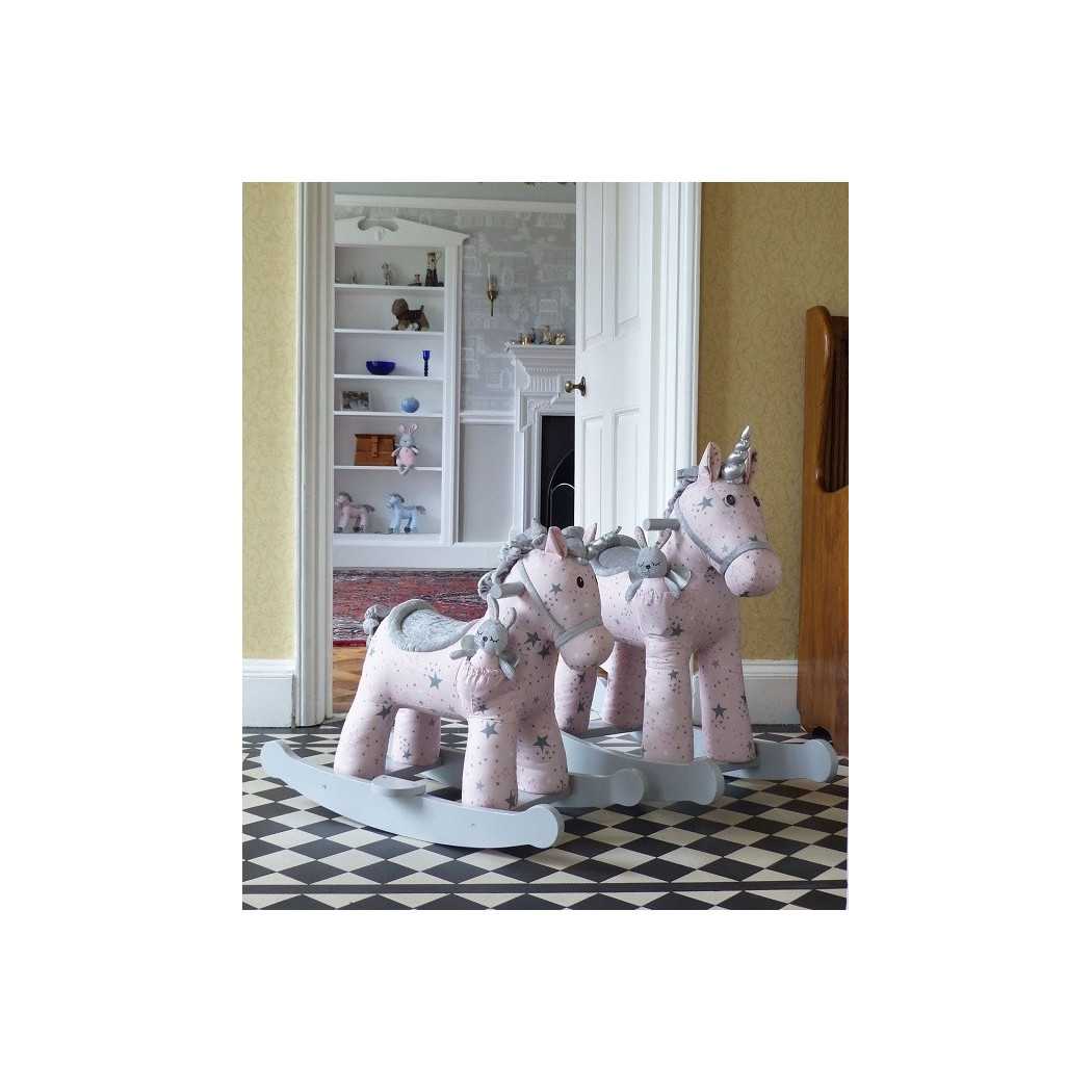 Duży Jednorożec na Biegunach Celeste Fae - Bujany Unicorn -  Różowy + 12 miesięcy - Little Bird Told Me