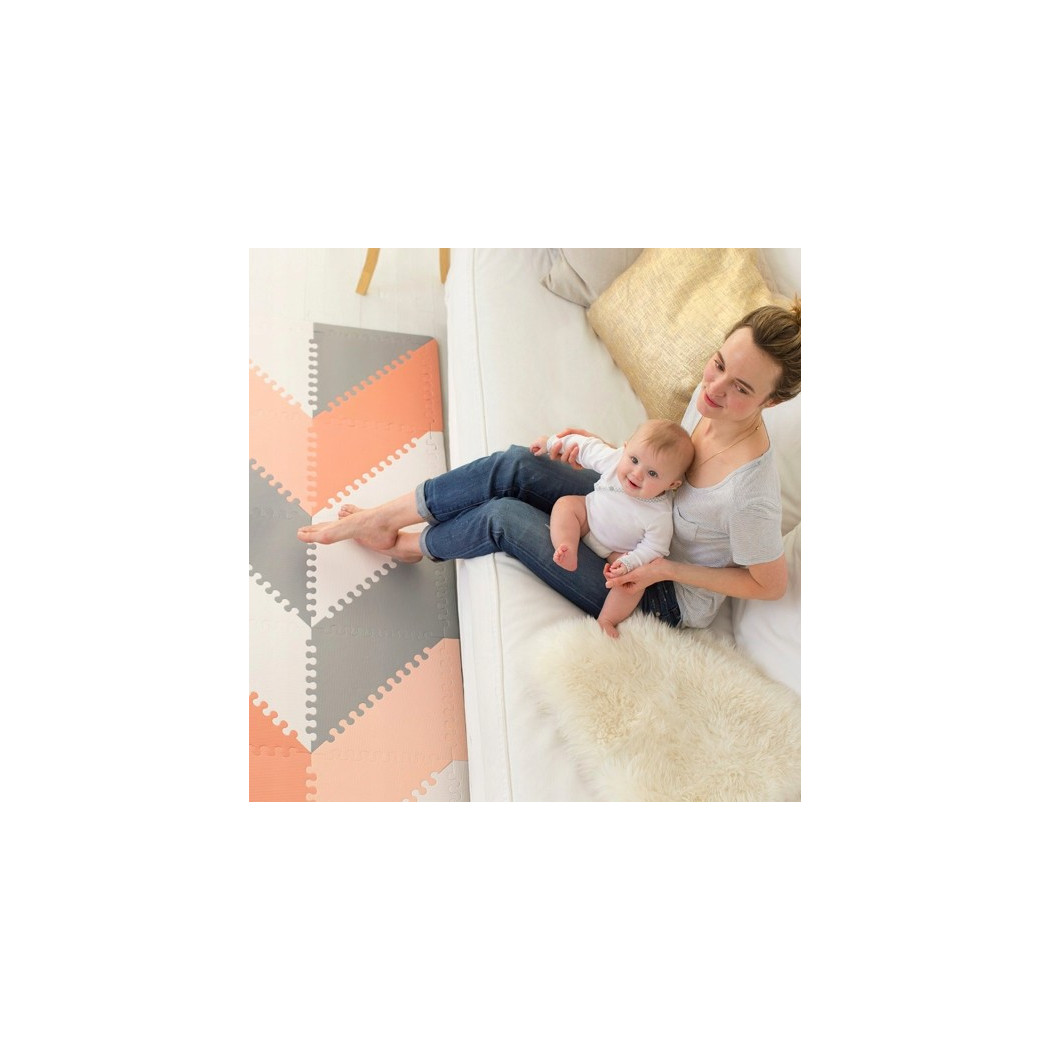 Mata Piankowa Playspot Grey/Peach Geo - Szaro-Brzoskwiniowa Bezpieczna - Skip Hop