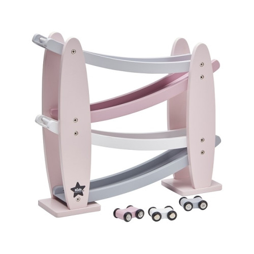 Zjeżdżalnia Drewniana z autkami - różowa - Kids Concept - Car Track