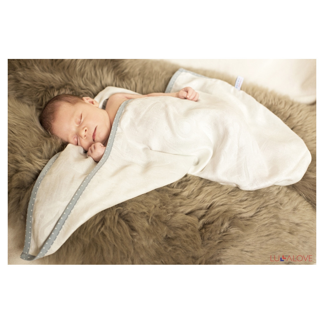 SupeRRO newborn ecru - beżowy kocyk/otulacz bambusowy 70x70 - LullaLove