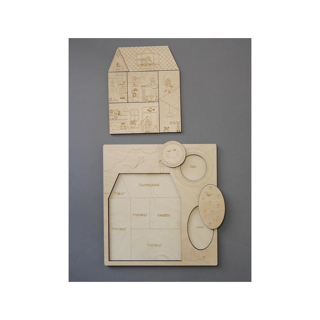 WYPRZEDAŻ Puzzle drewniane - Stuk, Puk! Kto tam? - 28x30cm - Montessori - Stuka Puka