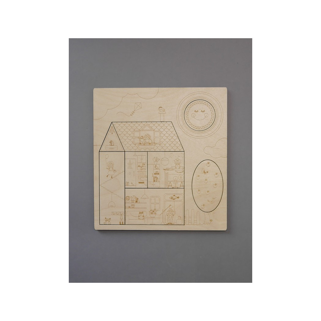 WYPRZEDAŻ Puzzle drewniane - Stuk, Puk! Kto tam? - 28x30cm - Montessori - Stuka Puka