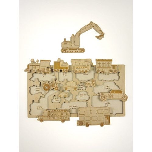 Puzzle drewniane - Wszystko do jazdy - 26x49cm - Montessori - Stuka Puka