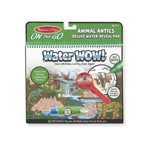 Wybryki Zwierząt - Malowanie wodą - Water Wow! Deluxe - znikające kolory z lupą - kolorowanka wodna Animal Antics - Melissa & Do