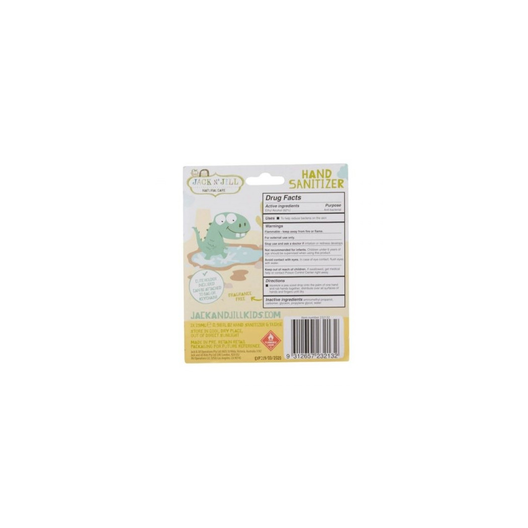 Żel do dezynfekcji rąk Dino 2x29ml z zawieszką - JACK N'JILL