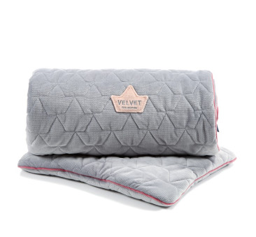 Set Blanket & Mid Pillow - Dark Grey & Pink - La Millou - Velvet Collection