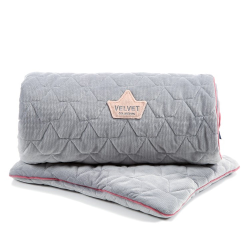Set Blanket & Mid Pillow - Dark Grey & Pink - La Millou - Velvet Collection
