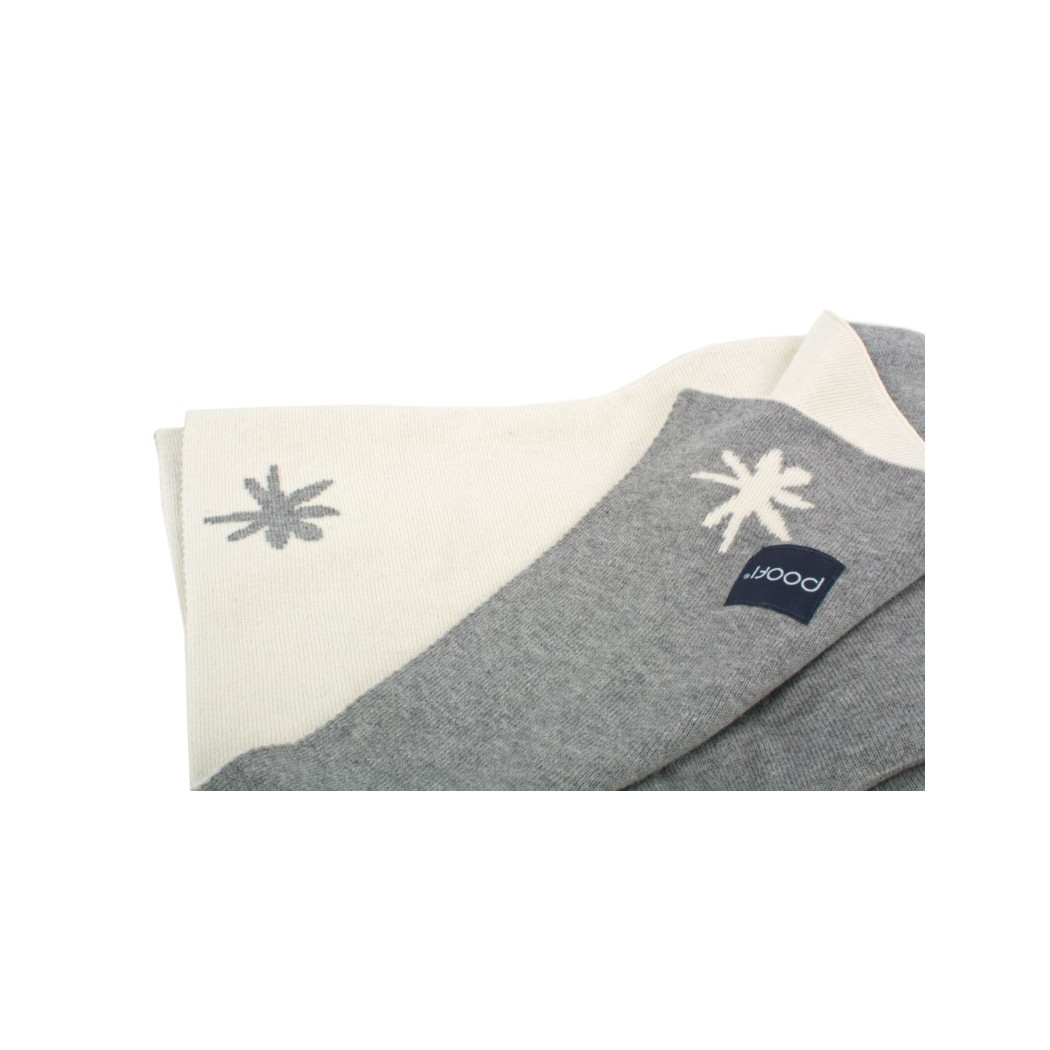 Kocyk Dwustronny Organiczny- Szary i Kremowy w Gwiazdki - 80×100cm - Poofi