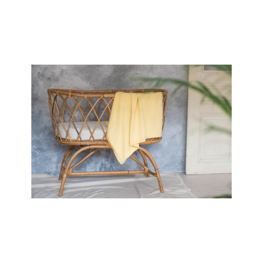 Kocyk Bawełniany- Popcorn- Cytrynowy - 80x100 cm - Poofi