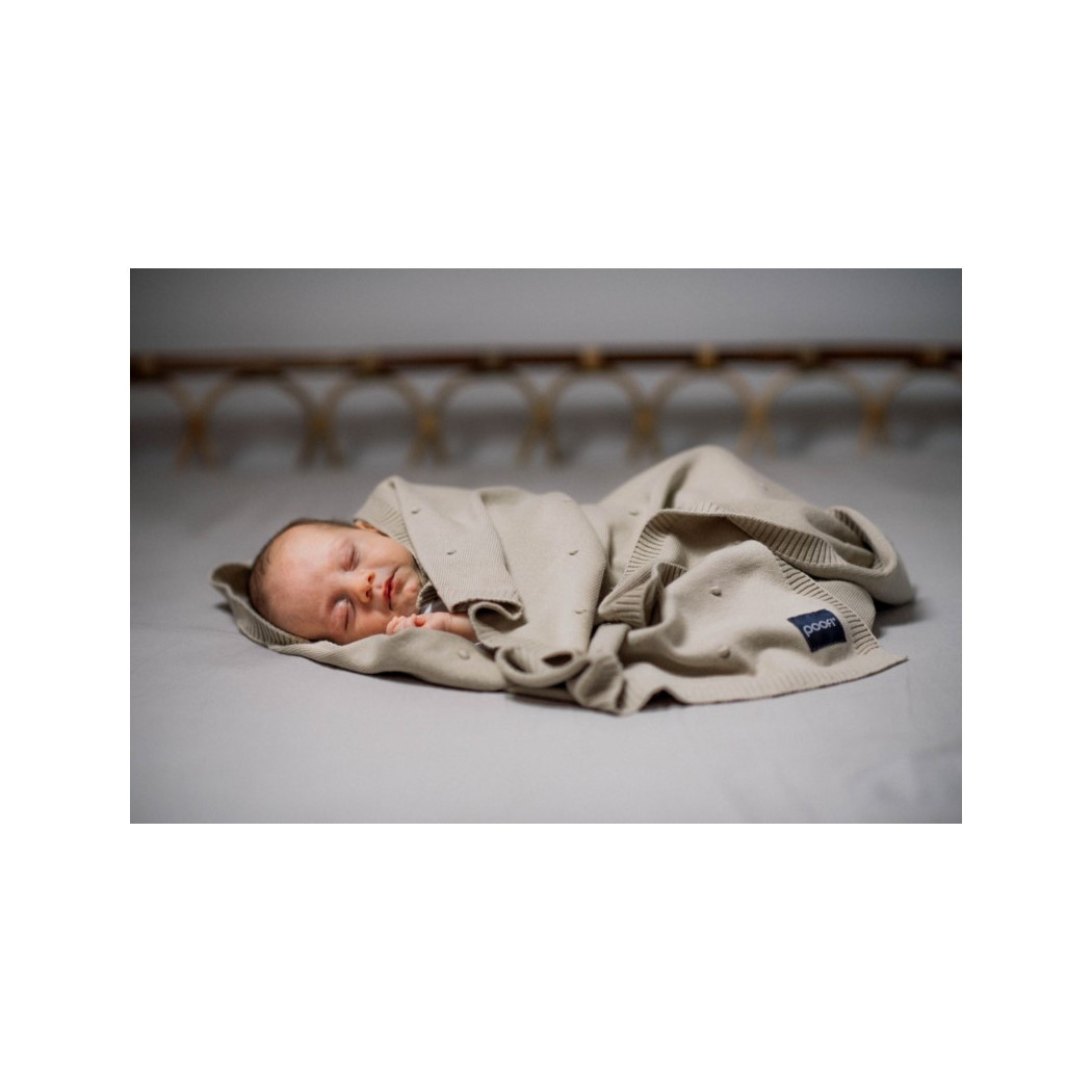 Kocyk Bawełniany- Popcorn- Piaskowy - 80x100 cm - Poofi