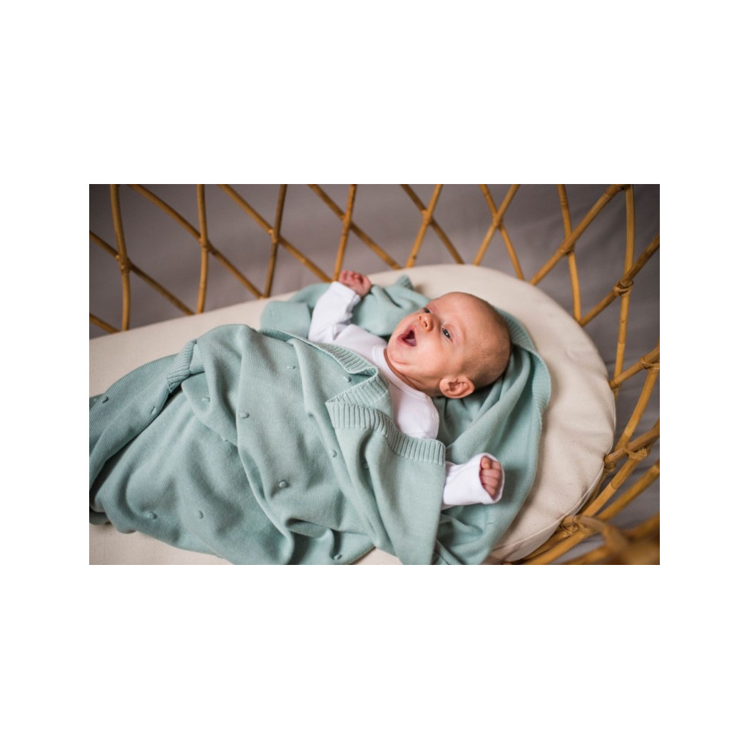 Kocyk Bawełniany- Popcorn- Piaskowy - 80x100 cm - Poofi