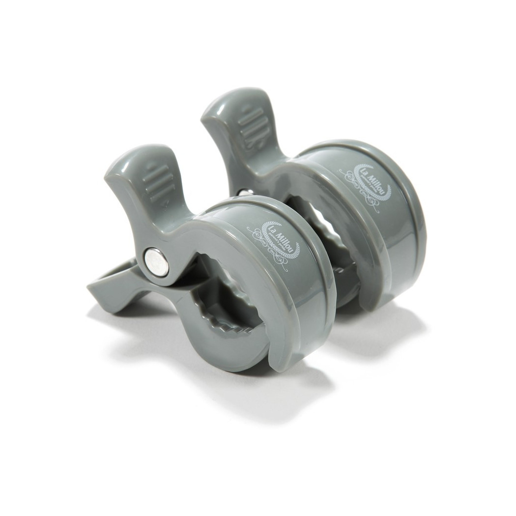 Klipsy dwupak - Szare - Grey - La Millou - Uniwersalne Do Wózka