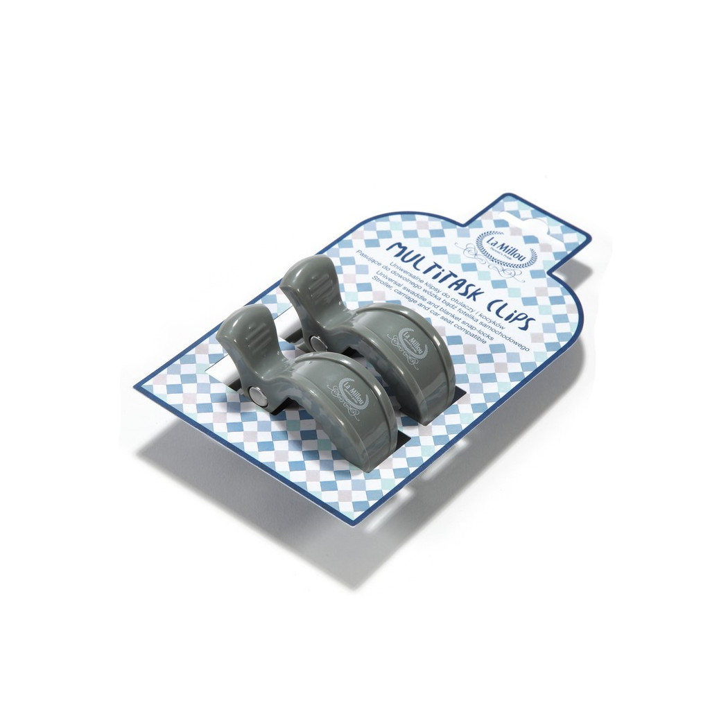 Klipsy dwupak - Szare - Grey - La Millou - Uniwersalne Do Wózka