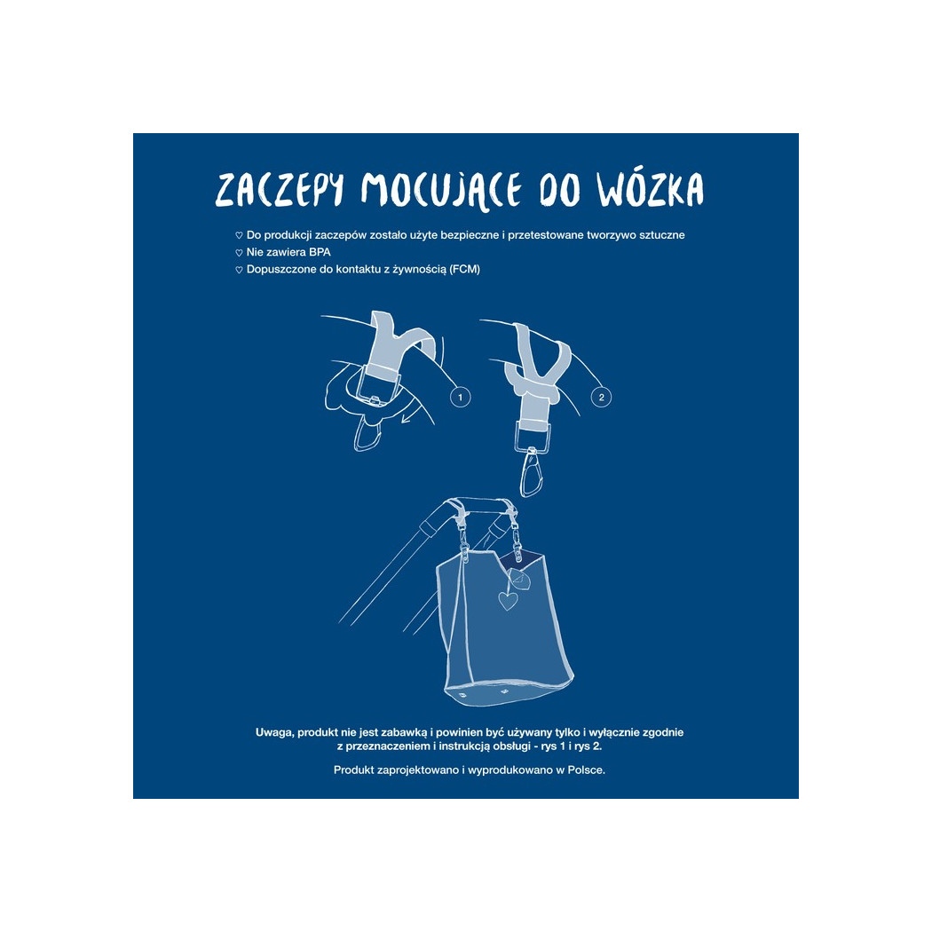 White Zaczepy Mocujące do Wózka - Białe - La Millou - Do Torby - Organizera