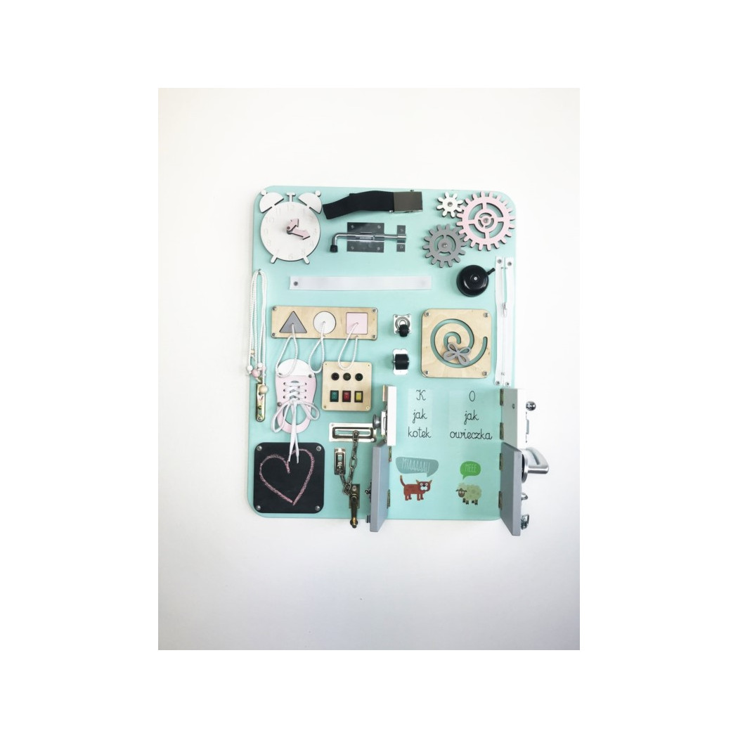 Duża Tablica Manipulacyjna - Naturalna z Miętą - Montessori - Woobiboo