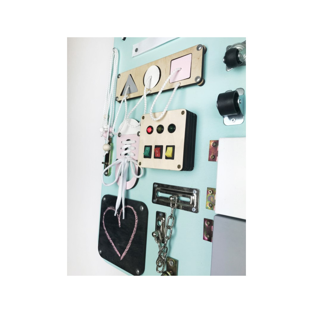 Duża Tablica Manipulacyjna - Naturalna z Miętą - Montessori - Woobiboo