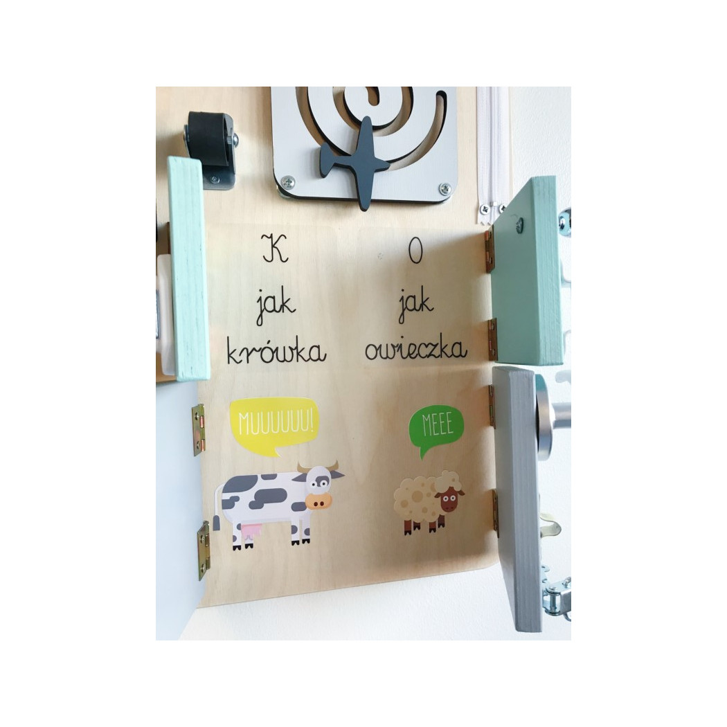 Duża Tablica Manipulacyjna - Naturalna z Miętą - Montessori - Woobiboo