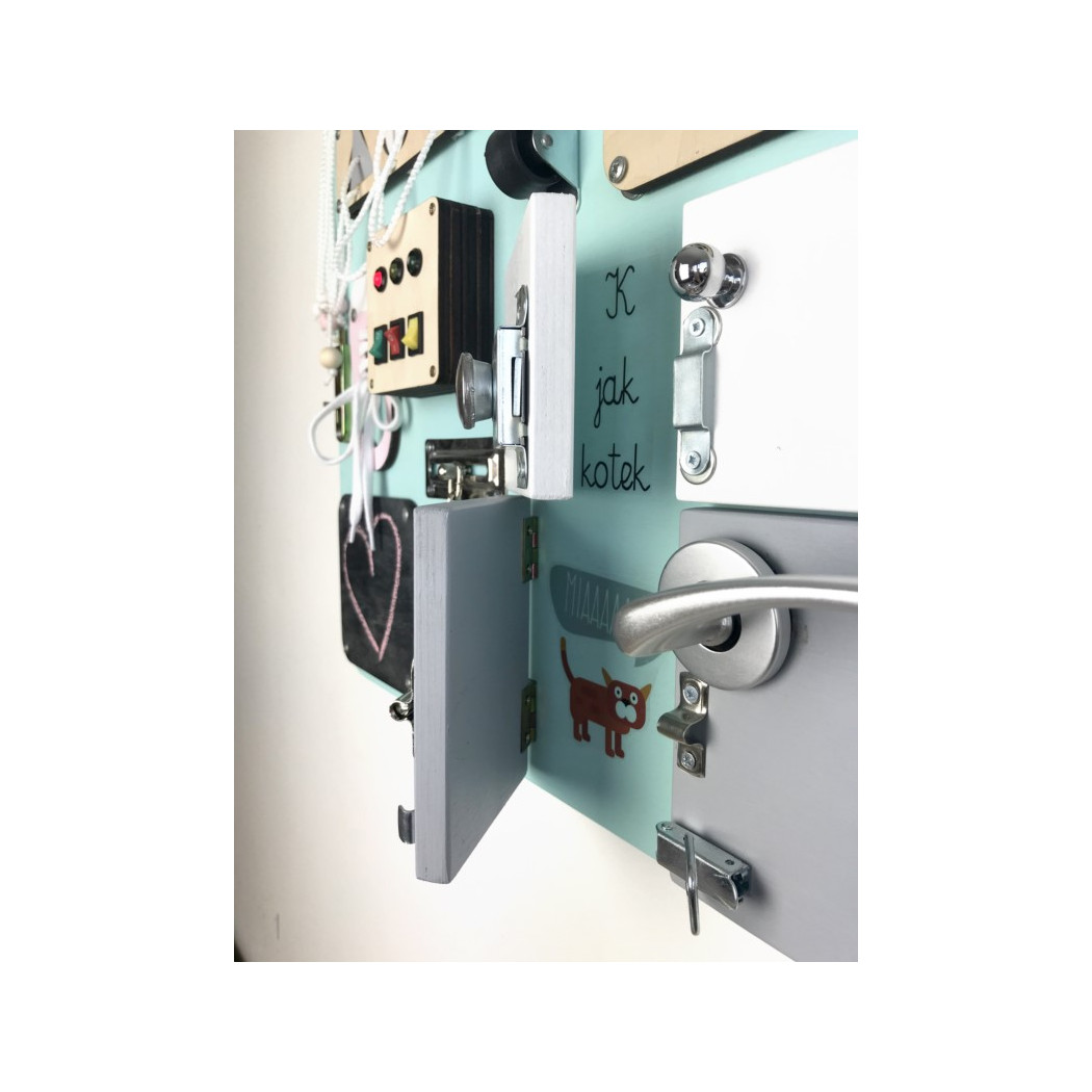 Duża Tablica Manipulacyjna - Szara z Kolorowymi Elementami - Montessori - Woobiboo