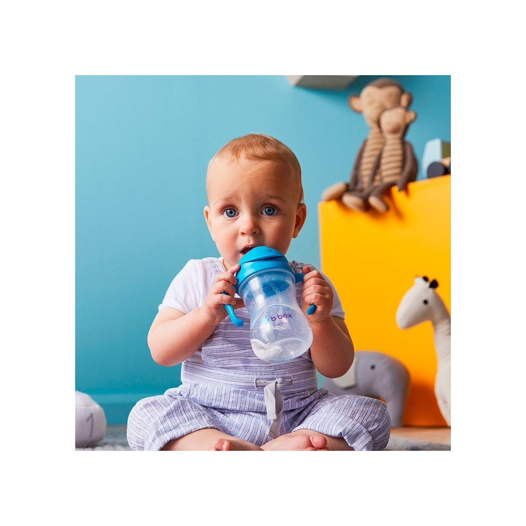 Malinowy Innowacyjny Bidon ze Słomką Niekapek 240 ml- B.BOX