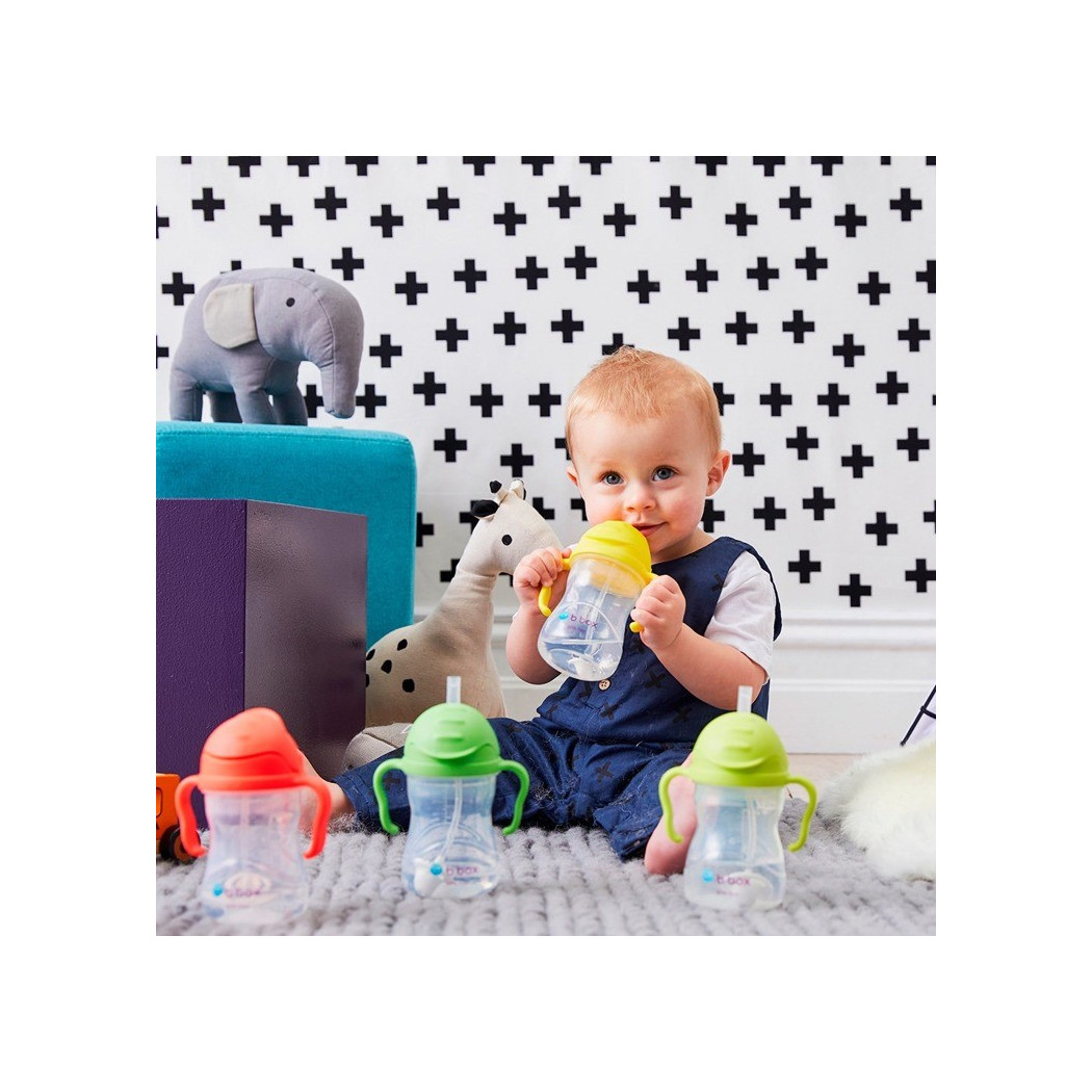 Malinowy Innowacyjny Bidon ze Słomką Niekapek 240 ml- B.BOX