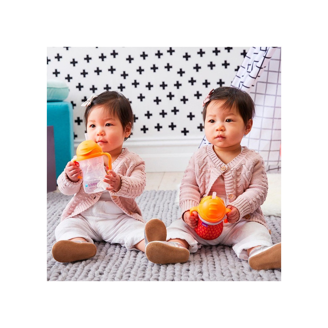 Malinowy Innowacyjny Bidon ze Słomką Niekapek 240 ml- B.BOX