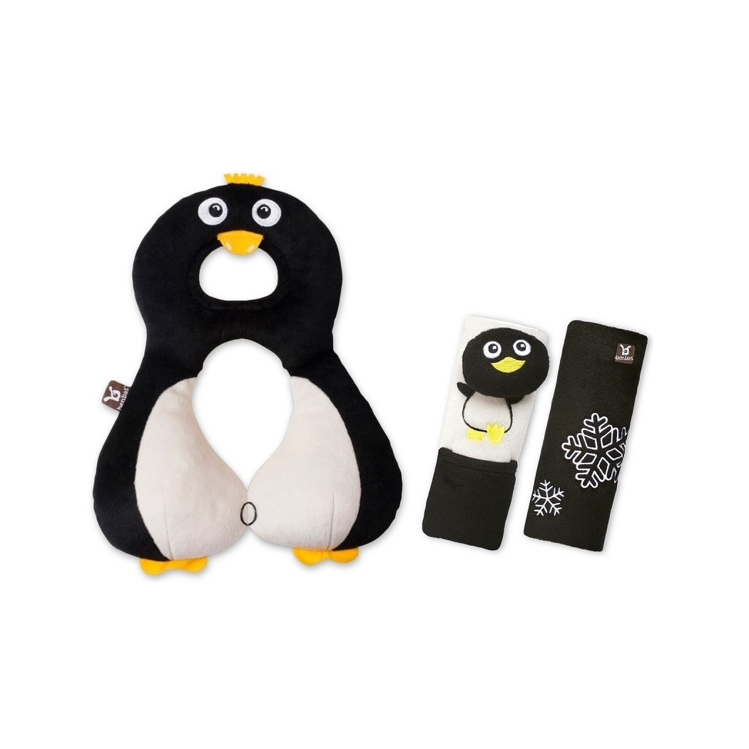 Benbat - zestaw podróżny Pingwin 1-4 lata - poduszka rogal + osłonki na pasy