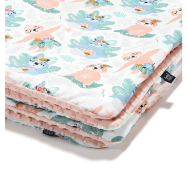 Kocyk Średniaka - Yoga Candy Sloths - Powder Pink - 80x100 - La Millou