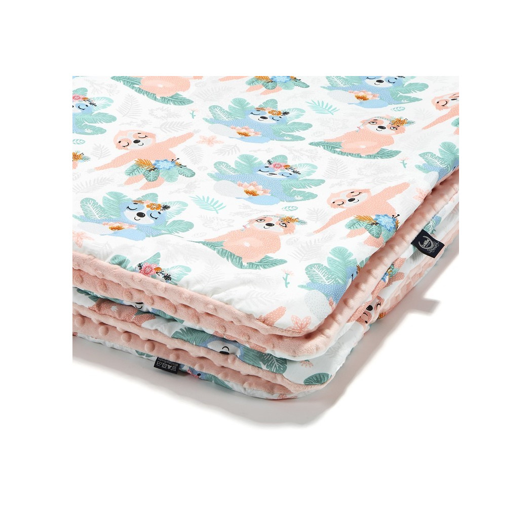 Kocyk Średniaka - Yoga Candy Sloths - Powder Pink - 80x100 - La Millou