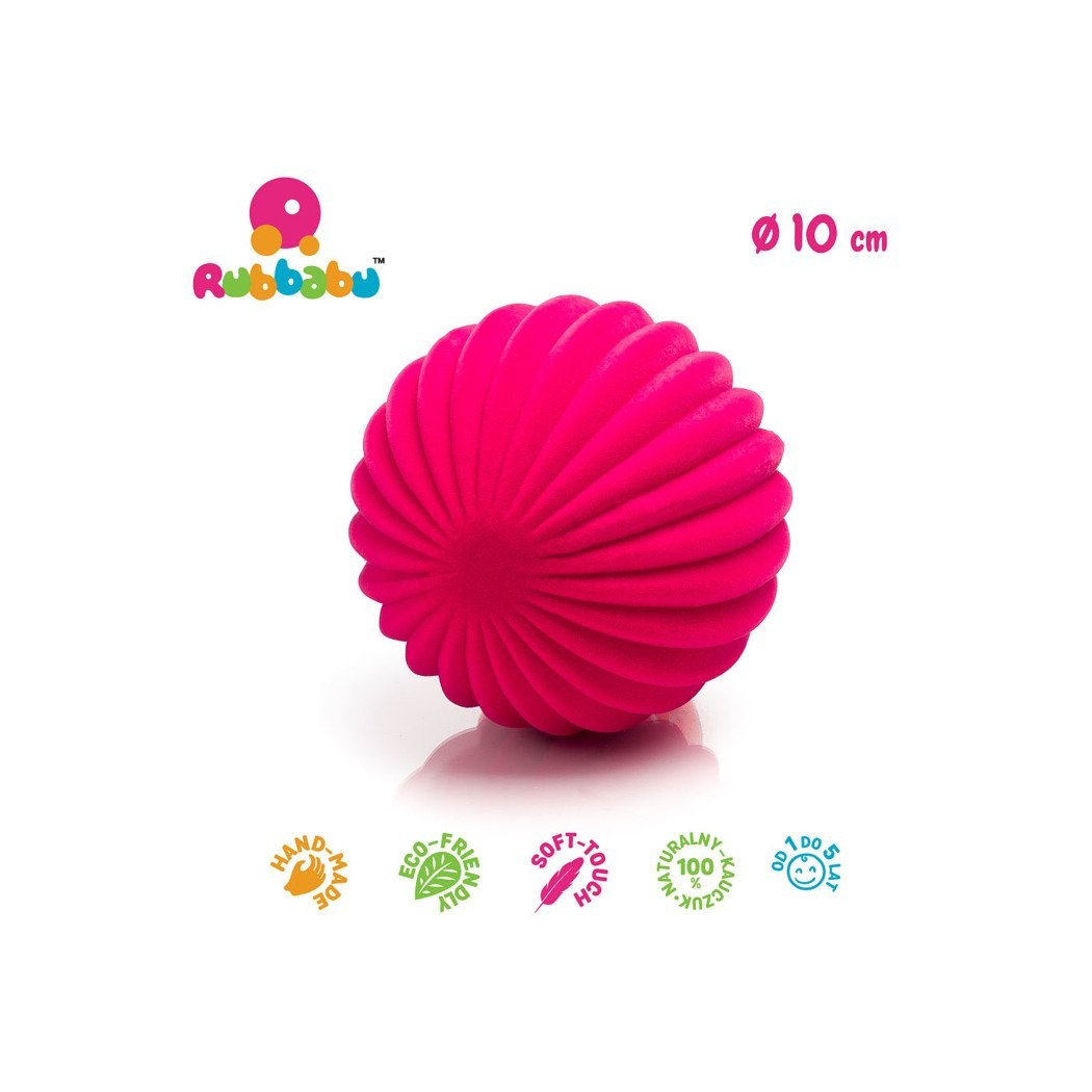 Sensoryczna piłka paski - różowa - Rubbabu