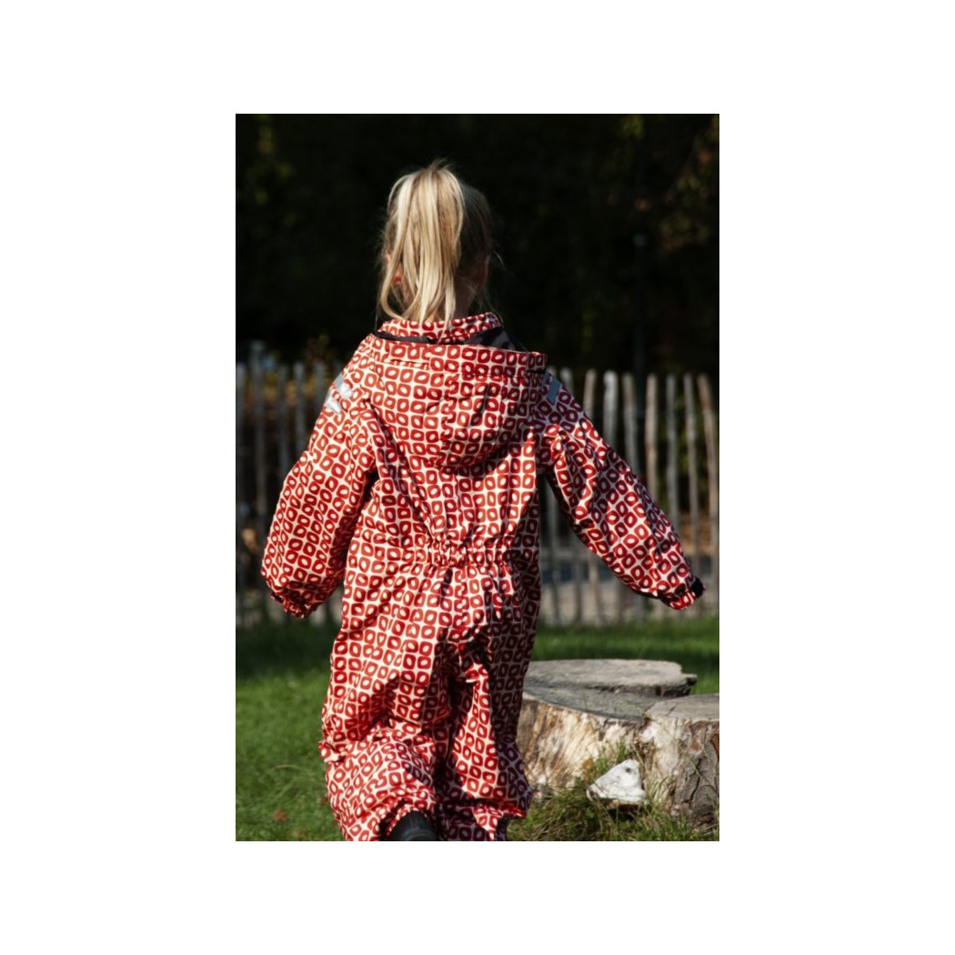 Wyprzedaż Rainsuit Funky Red 80-86 (9-12 mcy) - Ducksday - Kombinezon Przeciwdeszczowy Całoroczny