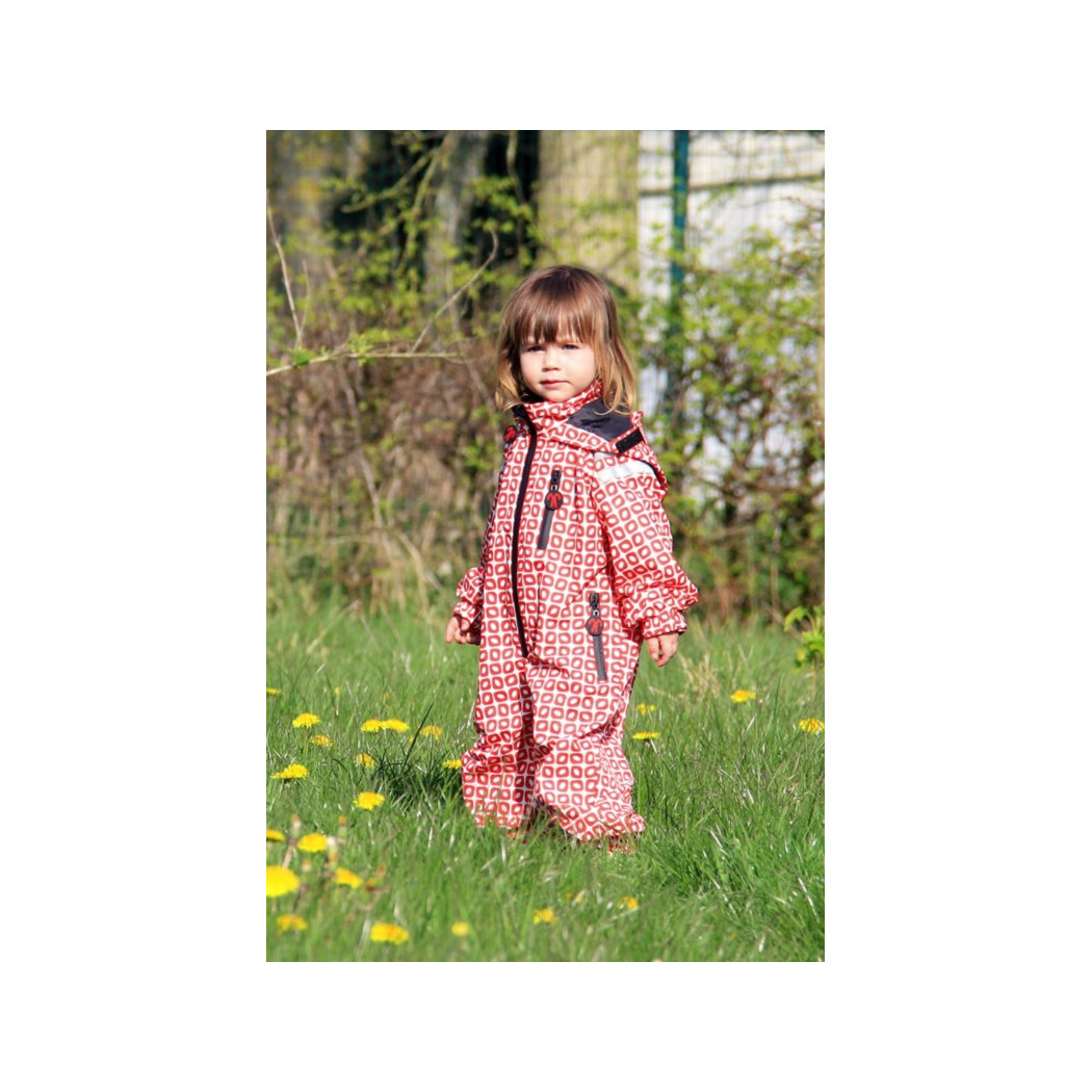 Wyprzedaż Rainsuit Funky Red 80-86 (9-12 mcy) - Ducksday - Kombinezon Przeciwdeszczowy Całoroczny