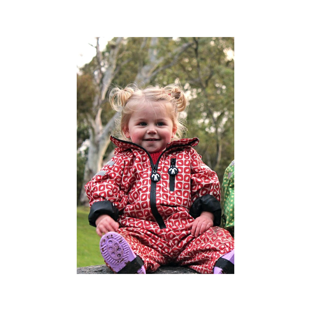 Wyprzedaż Rainsuit Funky Red 80-86 (9-12 mcy) - Ducksday - Kombinezon Przeciwdeszczowy Całoroczny