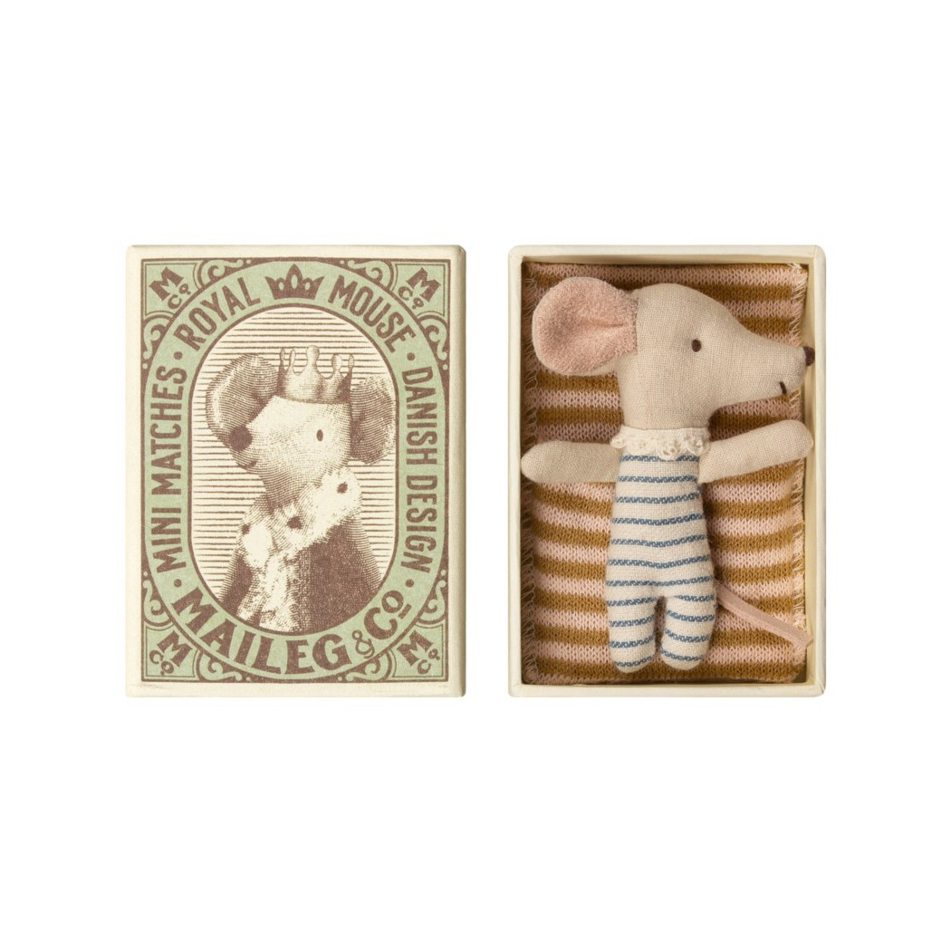 Myszka Dzidziuś Chłopiec - Sleepy Wakey In Box - Baby Mouse - Maileg