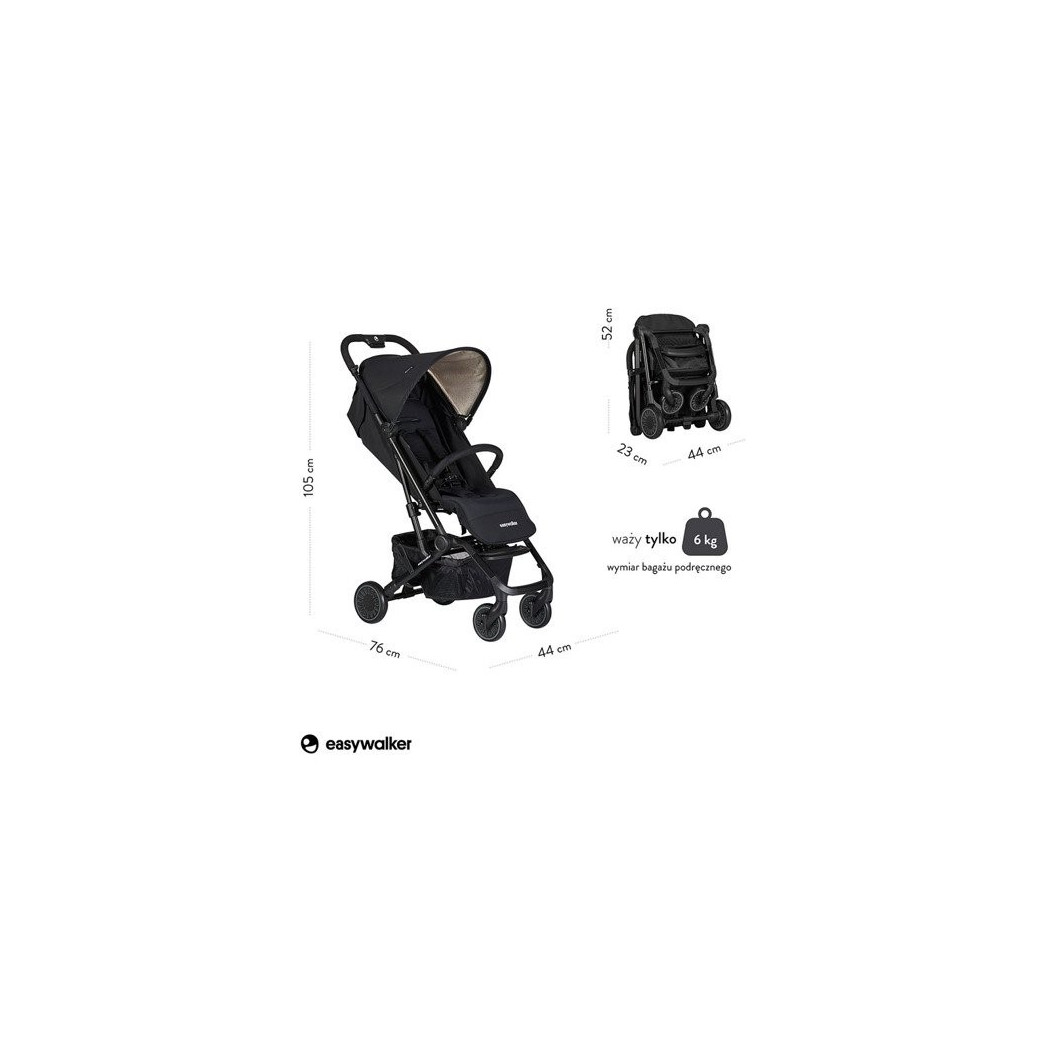 Night Black Easywalker Buggy XS - Wózek spacerowy z osłonką przeciwdeszczową - Easywalker - Spacerówka